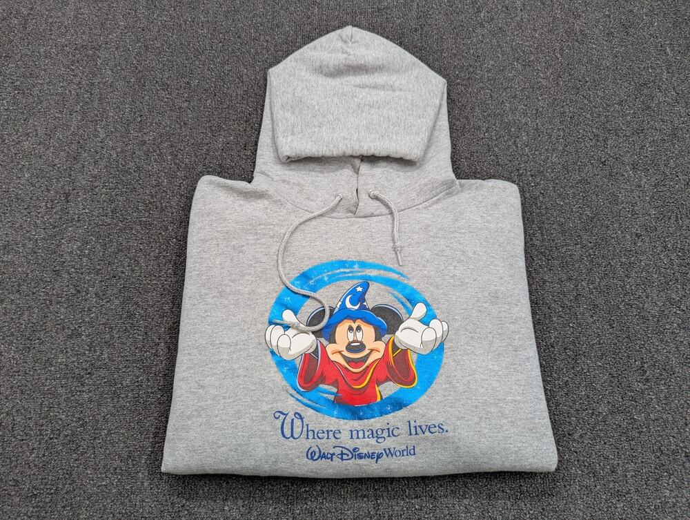 Walt Disney World Adult Gray Where Magic Lives Graphic Sweatshirt Hoodie Size XL